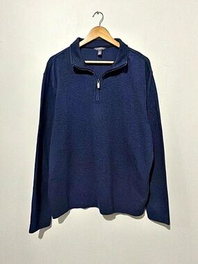 Van Heusen Flex Textured Quarter-Zip Pullover Blue Large Like New